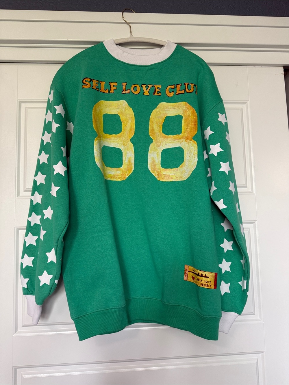 SABBI Green "Self Love Club" 88 Crewneck Sweatshirt Xs NWT